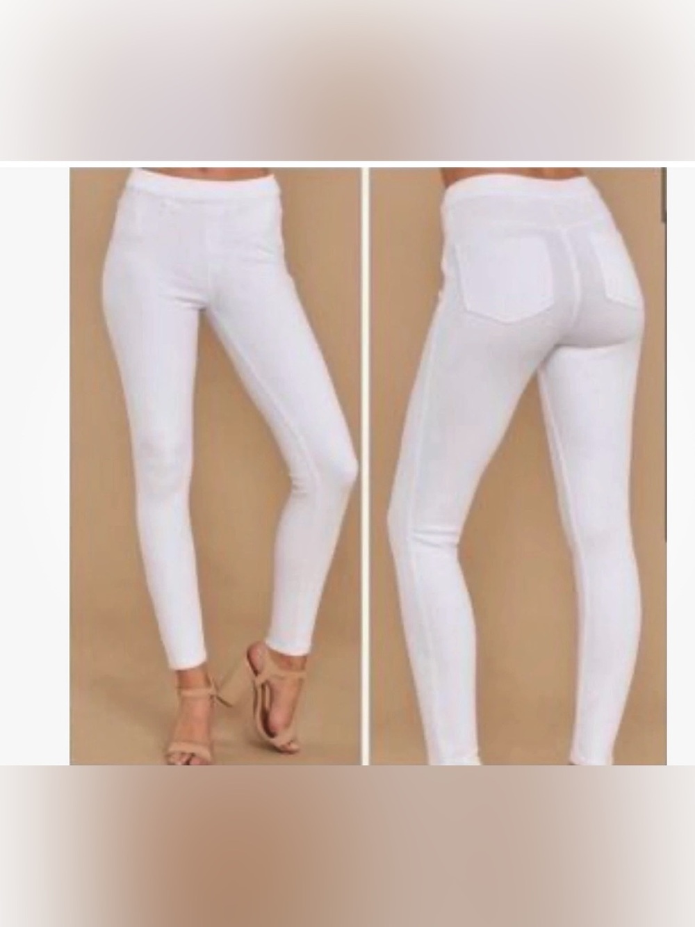 SPANX By Sara Blakely White Denim Jeggings Stretch Pull On Size M